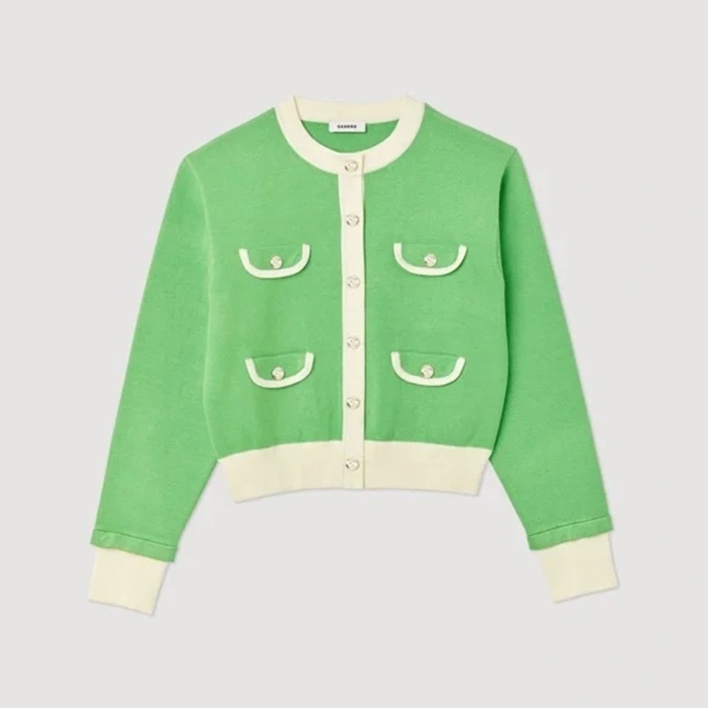 New Sandro Contrast Trim Cardigan